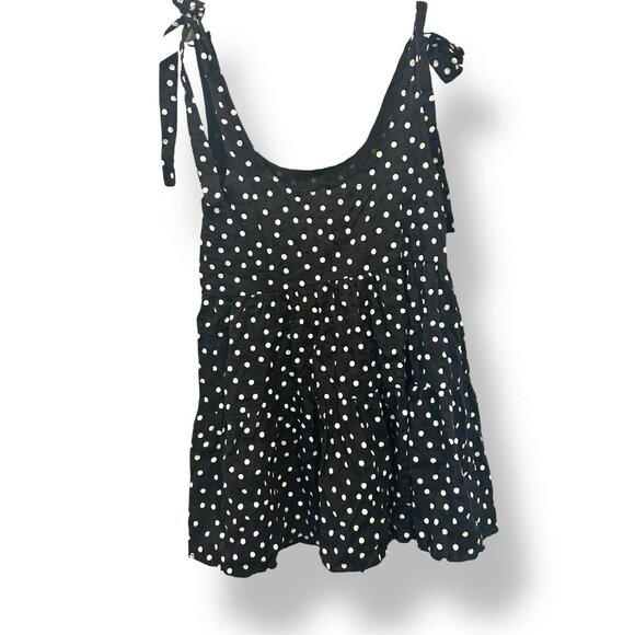 ASOS Retro A-Line Mini Dress Black White Polka Dot Fit Flare Retro Size 4 - Picture 2 of 12